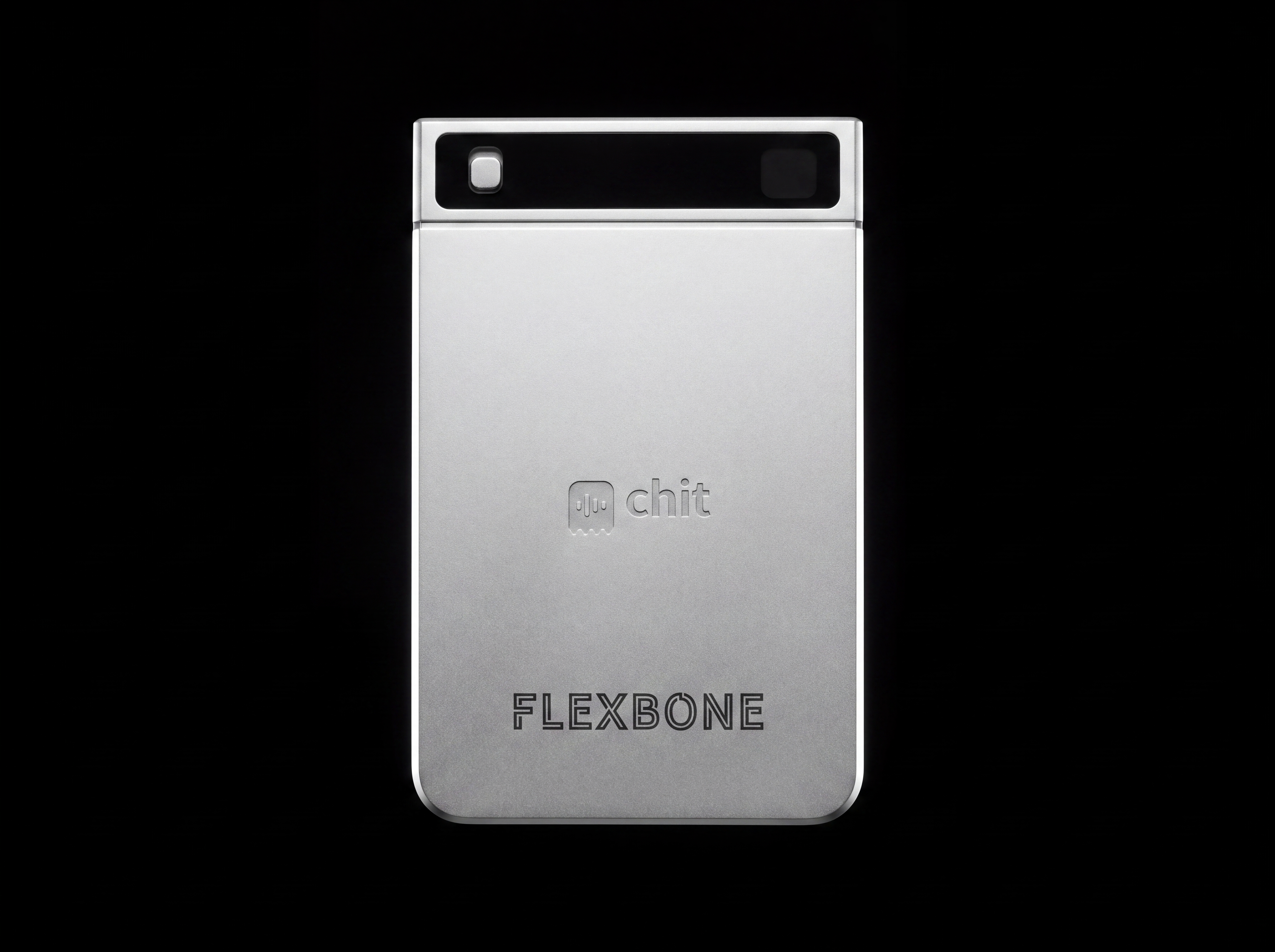 chit one co-branded for Flexbone — the silver card with the blue Flexbone script logo printed on its lower face.
